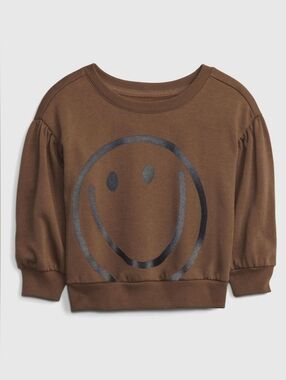 GAP Brown Puff Sleeve Crew Neck Sweatshirt Sz 18-24MO NWT